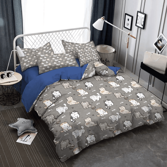 Cat Paw Queen Size Bedding Set, Cat Soft Duvet Cover Set, Cat Tracks King Size Bedding Set, Cat Bedding Set, Gifts for Cat