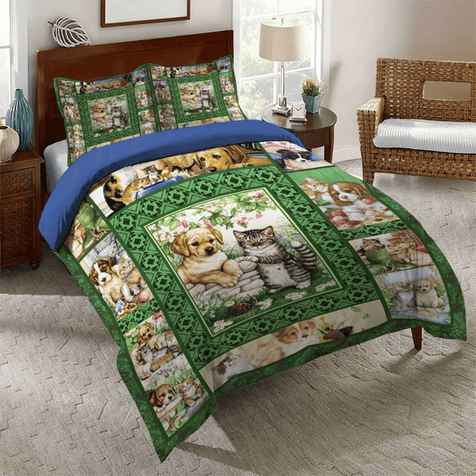 Cat Paw Soft Duvet Cover Set, Cat Queen Size Bedding Set, Dog King Size Bedding Set, Dogs And Cat Bedding Set, Gifts for Cat