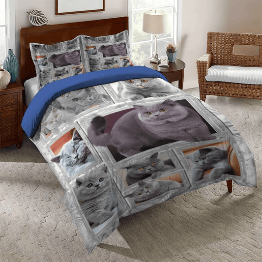 British Shorthair Worst Cat? King Size Bedding Set, Cat Paw Soft Duvet Cover Set, Cute British Shorthair Cats Bedding Set, Gifts for Cat