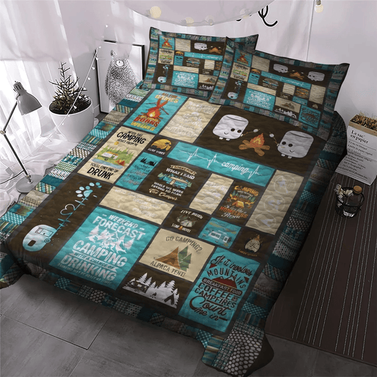 Camping Matching Queen Size Bedding Set, The Sassy Camper Hologra Soft Duvet Cover Set, Camping Bedding Set, Gifts for Camping