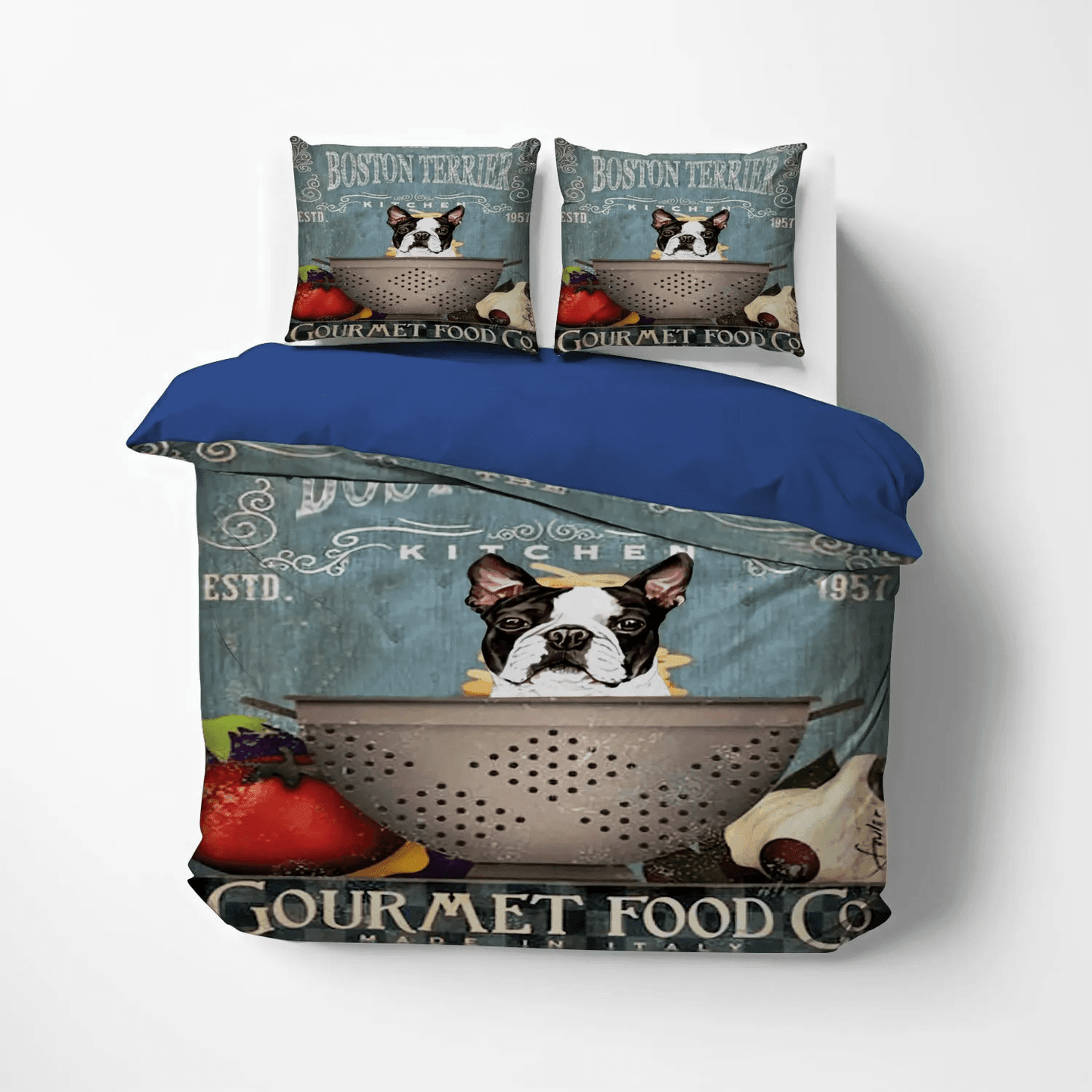 Boston Terrier Licked Soft Duvet Cover Set, Dog Lover Queen Size Bedding Set, Boston Terrier Dog Bedding Set, Gifts for Boston Terrier Dog