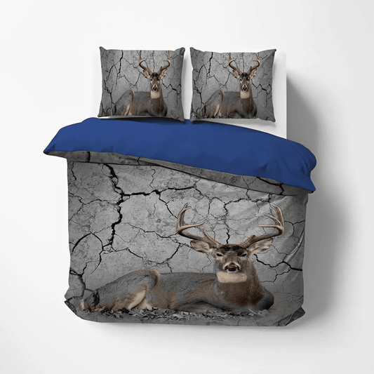 Dear Deer Stag Head Soft Duvet Cover Set, Funny Hunting King Size Bedding Set, Huntings Bedding set, Deer Hunting Go T PTS Bedding Set, Gifts for Deer