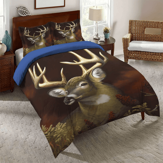 Deer Lover Bedding set, Hunting Soft Duvet Cover Set, Christmas Deer King Size Bedding Set, Deer Hunting Flower Bedding Set, Gifts for Flower