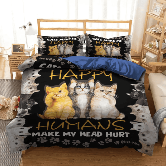 Cat Paw Bedding set, Cat Tracks Soft Duvet Cover Set, Cat Queen Size Bedding Set, Cats Bedding Set, Gifts for Cat