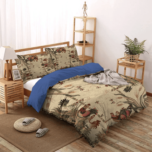 Cute Chicken Soft Duvet Cover Set, Chicken Queen Size Bedding Set, Mother King Size Bedding Set, Chicken Mom Soft Duvet Cover Set, Gifts for Mother