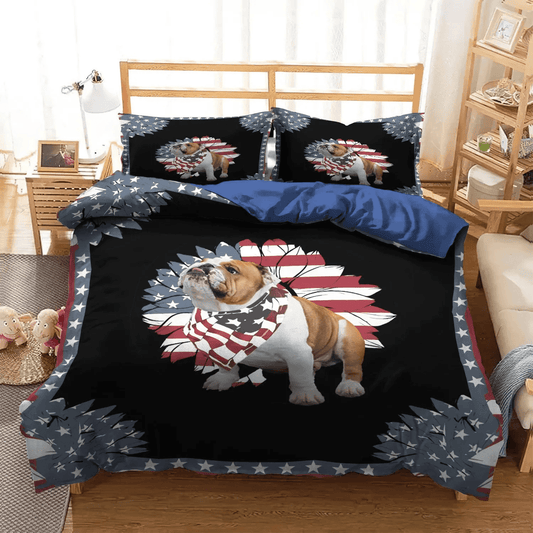 Bulldog Bedding set, English Bulldog Queen Size Bedding Set, Dog Lover Soft Duvet Cover Set, Bulldog Flag GV DKN Bedding Set, Gifts for Bulldog