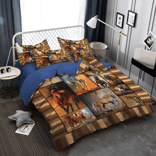 Galloping Horse Soft Duvet Cover Set, Abstract Horse Bedding set, Horse King Size Bedding Set, Horse Bedding Set, Gifts for Horse