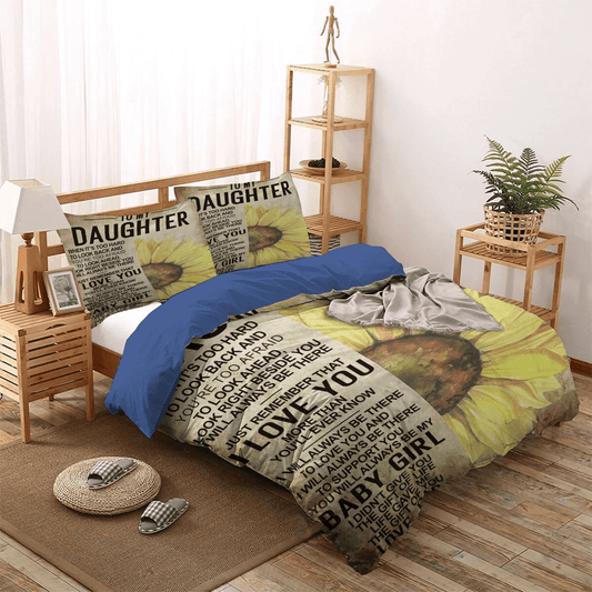 Great Dad King Size Bedding Set, Daughters Soft Duvet Cover Set, Sunflower To My Daughter From Dad Bedding Set, Gifts for Father