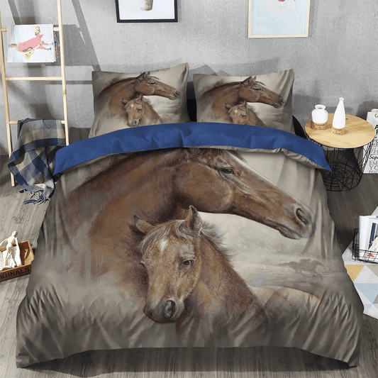 Galloping Horse Soft Duvet Cover Set, Colorful Horse Bedding set, Abstract Horse Queen Size Bedding Set, Horse Bedding Set, Gifts for Horse