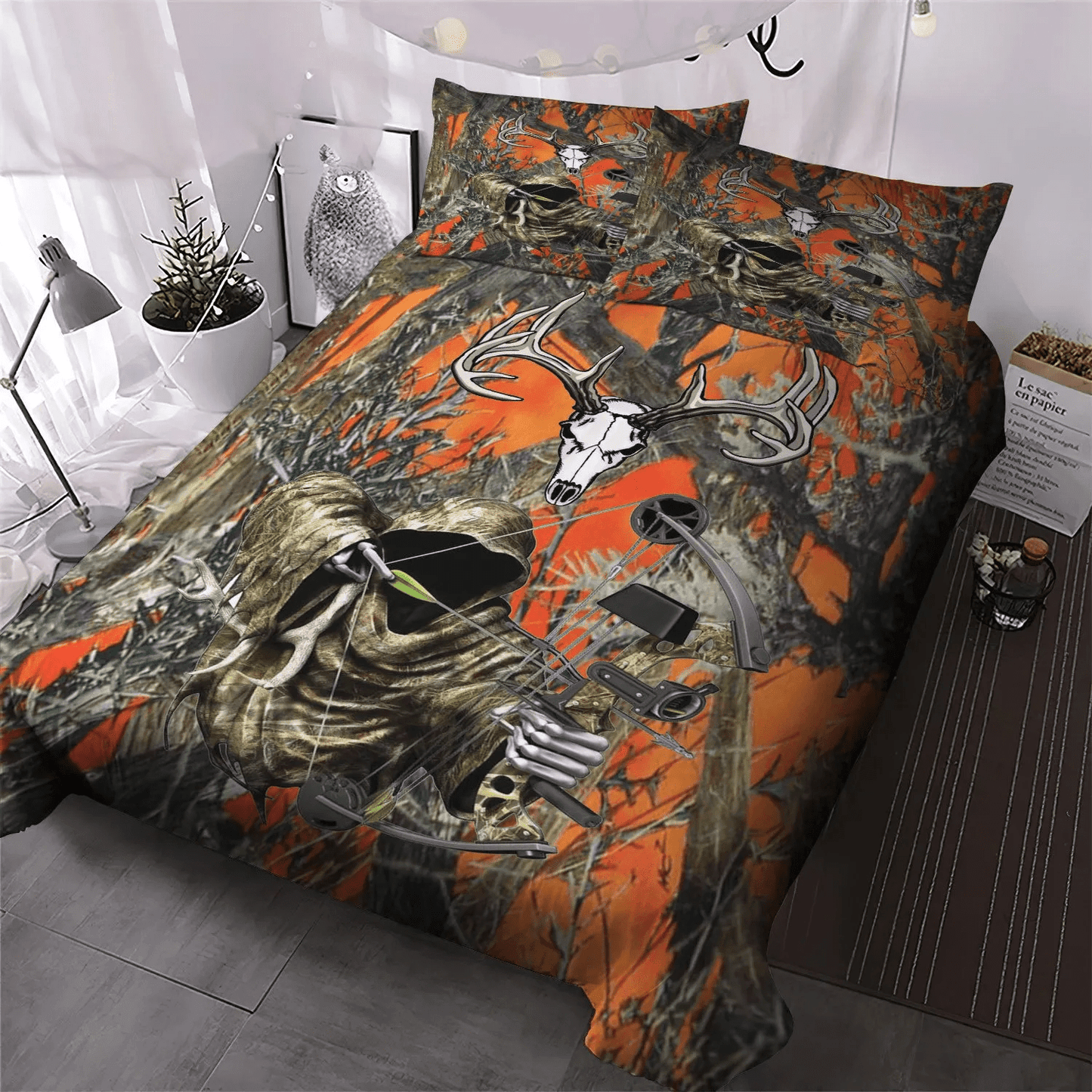 Hunting King Size Bedding Set, Deer Soft Duvet Cover Set, Christmas Deer Bedding set, Deer Hunting Bedding Set, Gifts for Deer