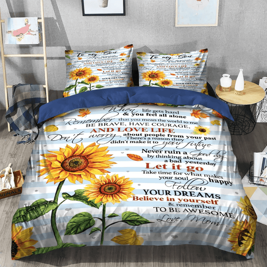 Personalized 3-piece Duvet Cover Bedding Set  Sunflower Lover King Size Bedding Set, Flowers Queen Size Bedding Set, Sunflower Son Bedding Set, Gifts for Sunflower