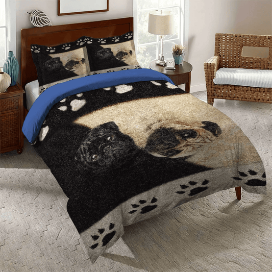 Funny Pug Dog Bedding set, Pug Lover Queen Size Bedding Set, Pug Soft Duvet Cover Set, Pug Lover Soft Duvet Cover Set, Gifts for Pug