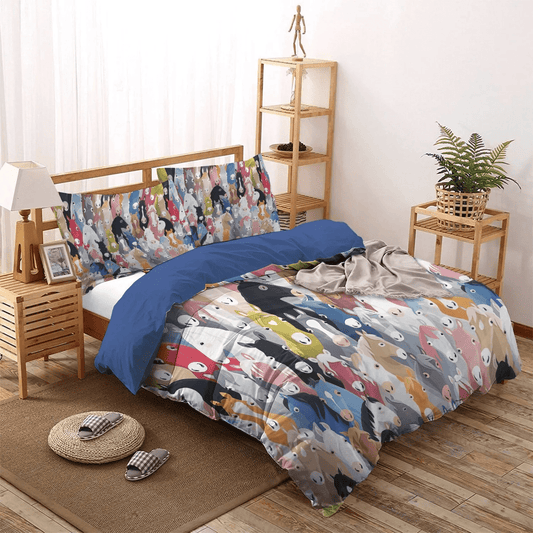 Colorful Wolf Soft Duvet Cover Set, Horse Running King Size Bedding Set, Colorful Horse Pattern Bedding Set, Gifts for Colorful