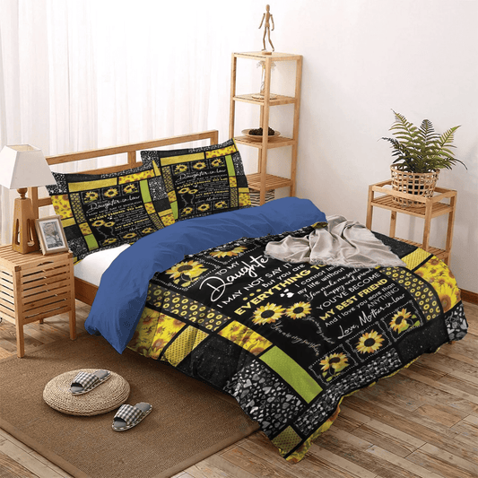 Flowers Soft Duvet Cover Set, Sunflower To My Daughter In Law My Best Friend Love Mother In Law Bedding Set, Gifts for Daughter