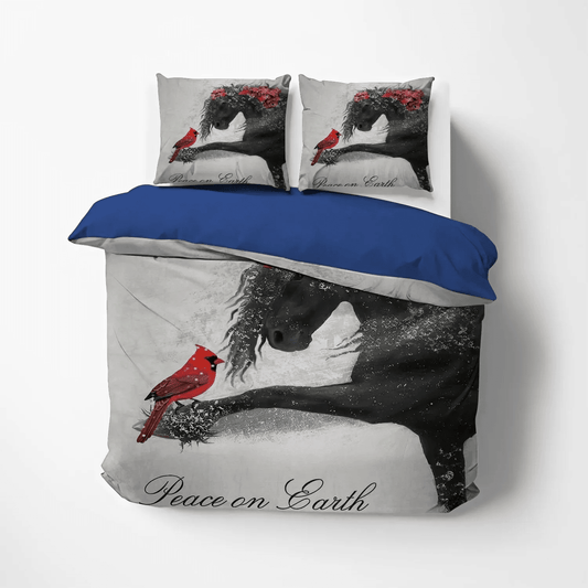 Personalized 3-piece Duvet Cover Bedding Set  Horse In Motion Bedding set, Christmass King Size Bedding Set, Galloping Horse Queen Size Bedding Set, Horse Christmas JU Bedding Set, Gifts for Horse
