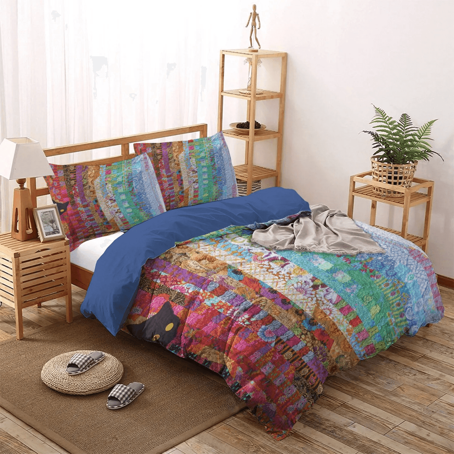 Cat Tracks Soft Duvet Cover Set, Cat Queen Size Bedding Set, Cat Paw Bedding set, Cat Bedding Set, Gifts for Cat