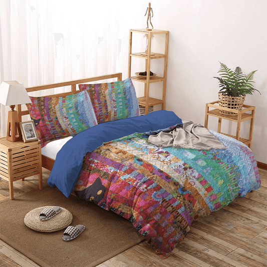 Cat Tracks Soft Duvet Cover Set, Cat Queen Size Bedding Set, Cat Paw Bedding set, Cat Bedding Set, Gifts for Cat