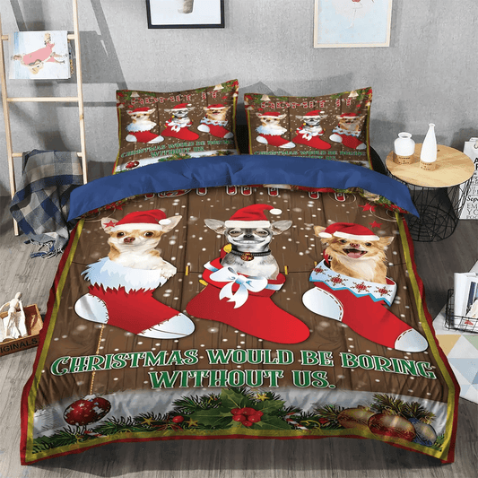 Chihuahua Dog Lover Soft Duvet Cover Set, Chihuahua Queen Size Bedding Set, Chihuahua Stocking Bedding Set, Gifts for Chihuahua