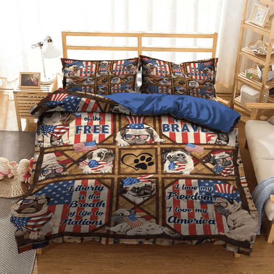 Cute Pug Soft Duvet Cover Set, Funny Pug Dog Queen Size Bedding Set, Doggo Bedding set, Pug Dog Bedding Set, Gifts for Pug