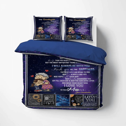 Granddaughter Soft Duvet Cover Set, Granddaughter Lover King Size Bedding Set, To My Granddaughter Grandma Bedding Set, Gifts for Grandmother