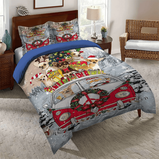 Car Video Games Soft Duvet Cover Set, Chihuahua Dog Lover King Size Bedding Set, Chihuahua And Car Bedding Set, Gifts for Chihuahua