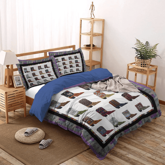 Cowboy Love King Size Bedding Set, Golden Cowboys Soft Duvet Cover Set, Horse Lover Bedding set, Cowboy Boot Bedding Set, Gifts for Cowboy