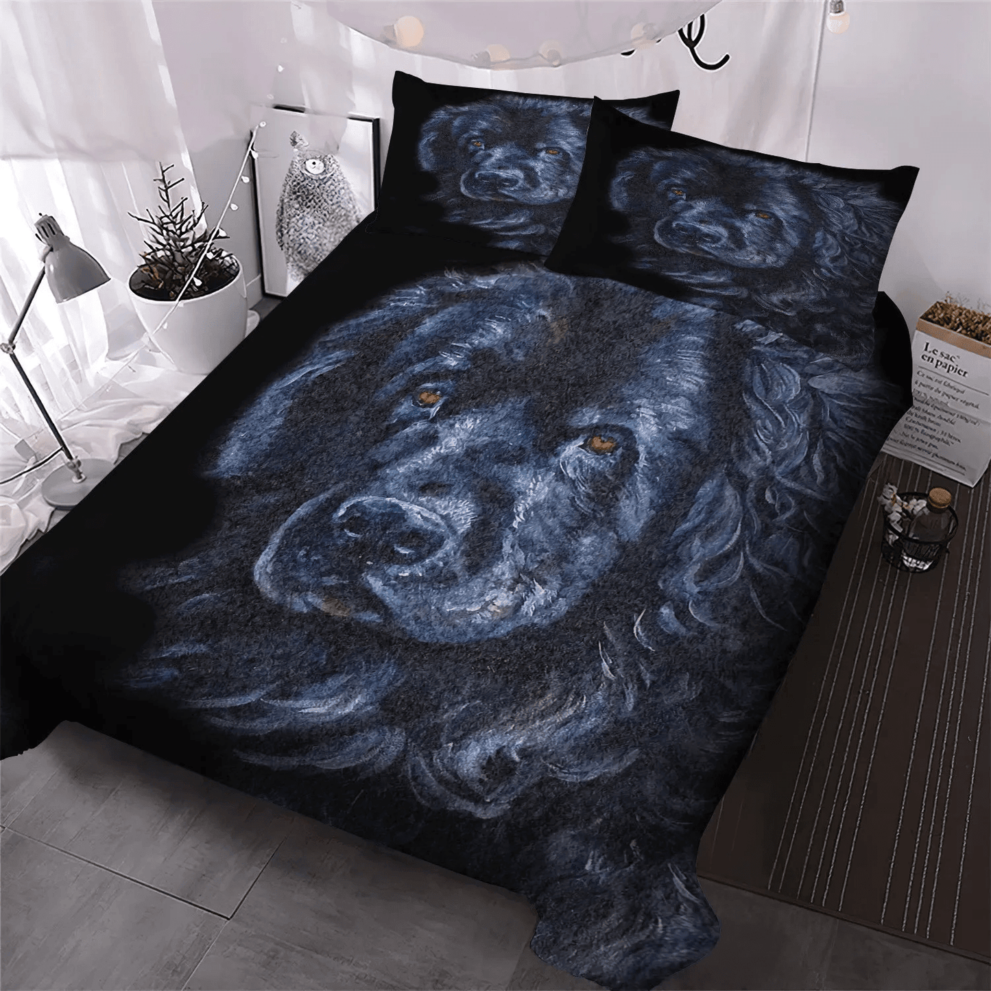 Chibi Dog Chibi Dog Chibi Dog Chibi Dog Soft Duvet Cover Set, Newfoundland Dog Bedding Set, Gifts for Newfoundland