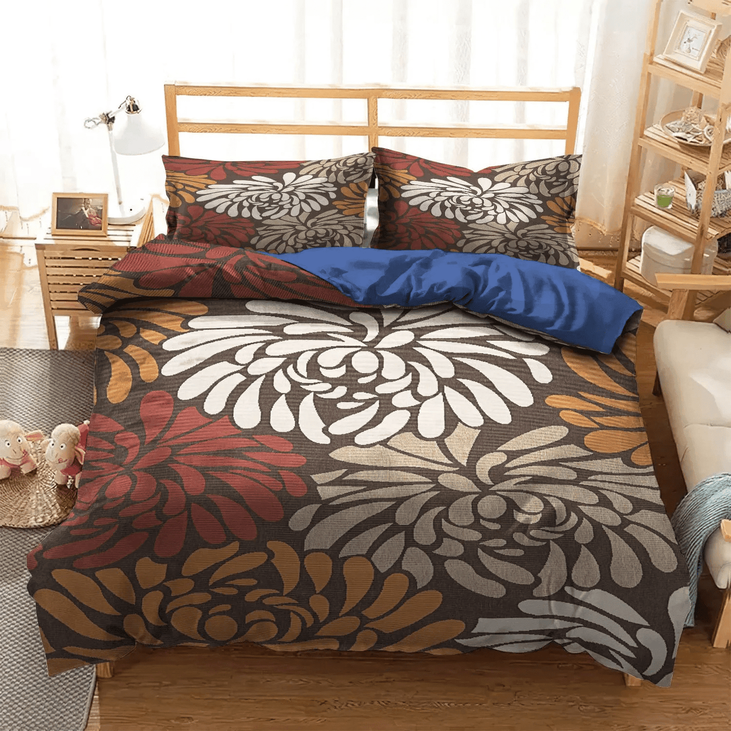 Brown University Bedding set, Brown Soft Duvet Cover Set, Dark Brown Dog King Size Bedding Set, Centeno Brown Bedding Set, Gifts for Brown