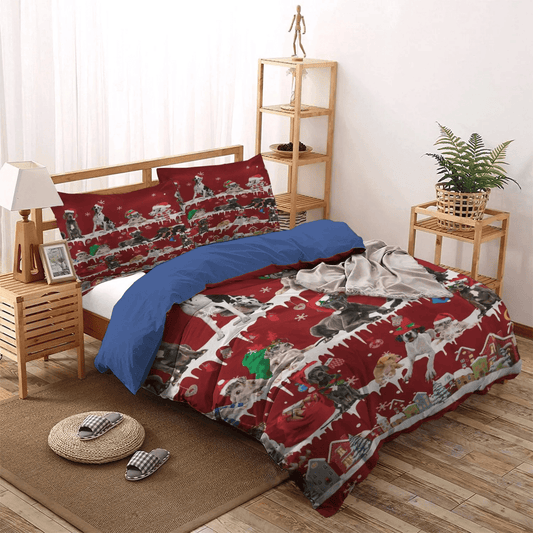 Great Dane Dad Bedding set, Christmas Tree Soft Duvet Cover Set, Great Dane Snow Christmas Bedding Set, Gifts for Christmas