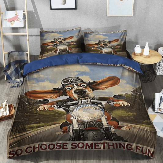 Basset Hound Lover Soft Bedding set, Dog Basset Hound White Soft Duvet Cover Set, Basset Hound Bedding Set, Gifts for Basset Hound