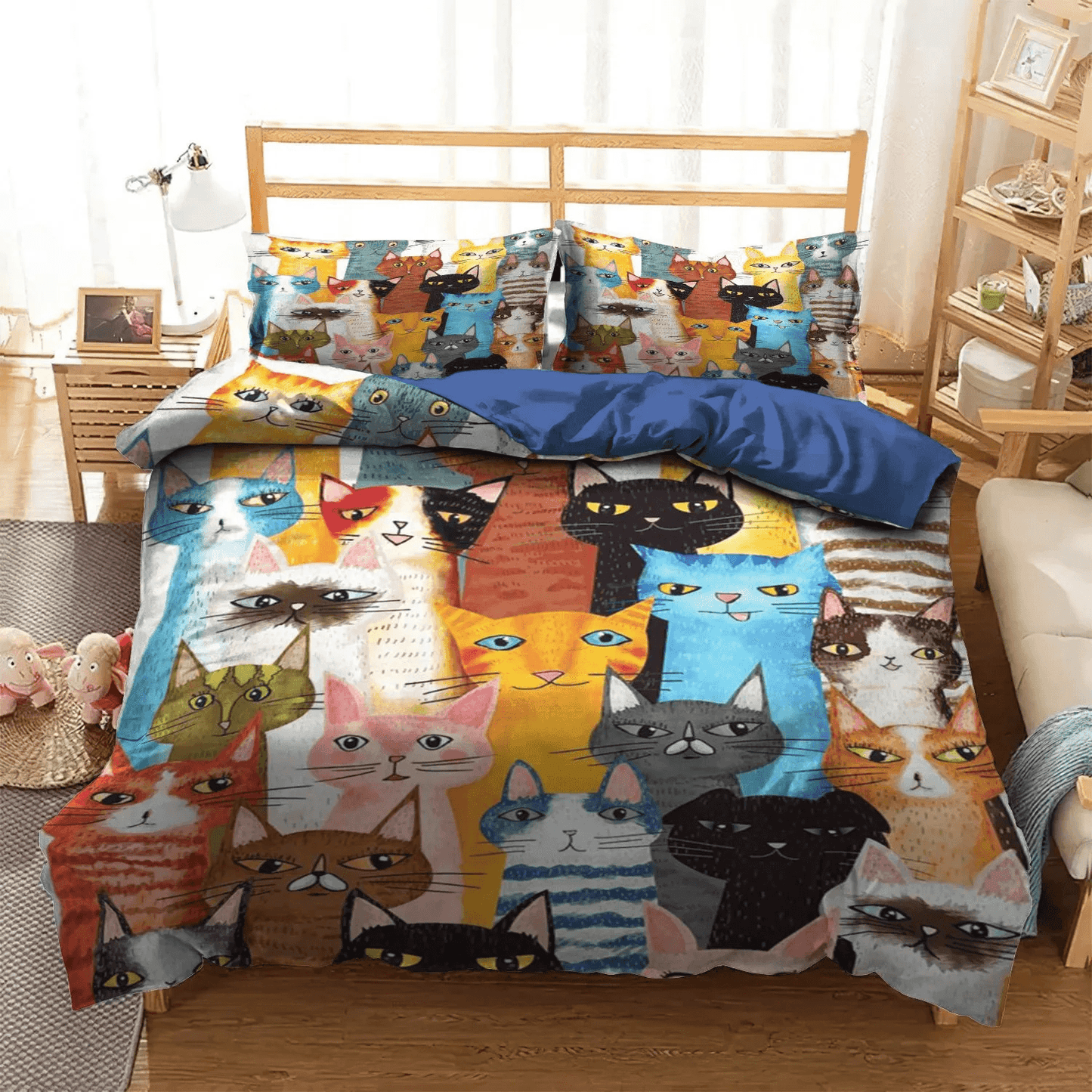 Cat Paw Soft Duvet Cover Set, Cat Queen Size Bedding Set, Cat Tracks King Size Bedding Set, Cats DKN Bedding Set, Gifts for Cat