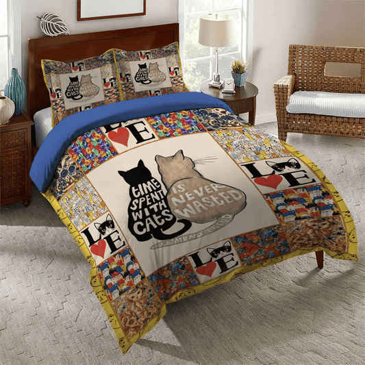 Cat Paw King Size Bedding Set, Couple Bedding set, Octopus Couple Soft Duvet Cover Set, Cat Couple Cat Bedding Set, Gifts for Couple