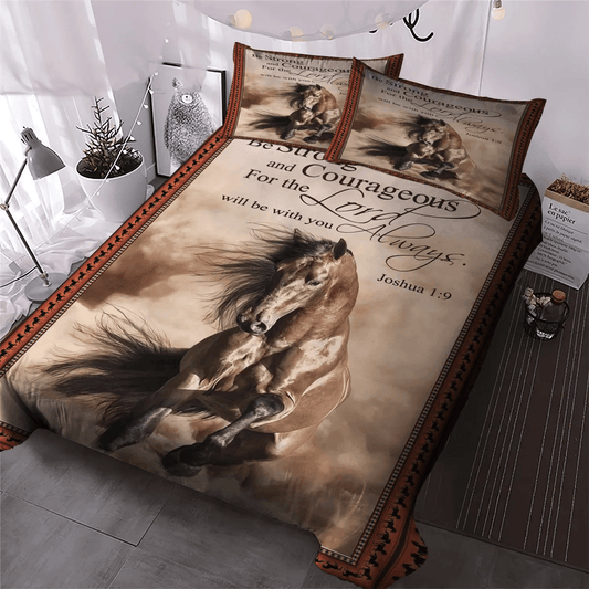Galloping Horse Soft Duvet Cover Set, Horse Running King Size Bedding Set, Horse Queen Size Bedding Set, Horse Be Strong Bedding Set, Gifts for Horse