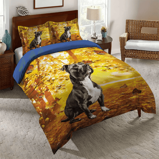 Fox Terrier Kid Bedding set, Pitbull Dog Soft Duvet Cover Set, American Pitbull Terrier Bedding Set, Gifts for American