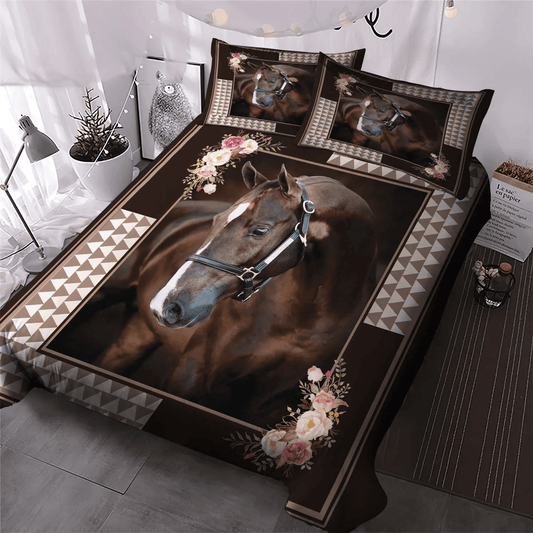 Colorful Horse Soft Duvet Cover Set, Abstract Horse Bedding set, Galloping Horse Queen Size Bedding Set, Horse Bedding Set, Gifts for Horse