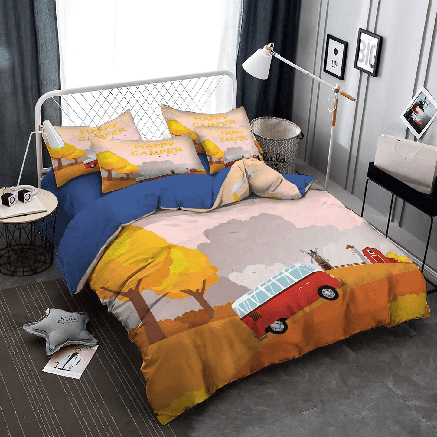 Camping Soft Duvet Cover Set, Camping Matching King Size Bedding Set, Family Camping Bedding set, Camping HCD Bedding Set, Gifts for Camping