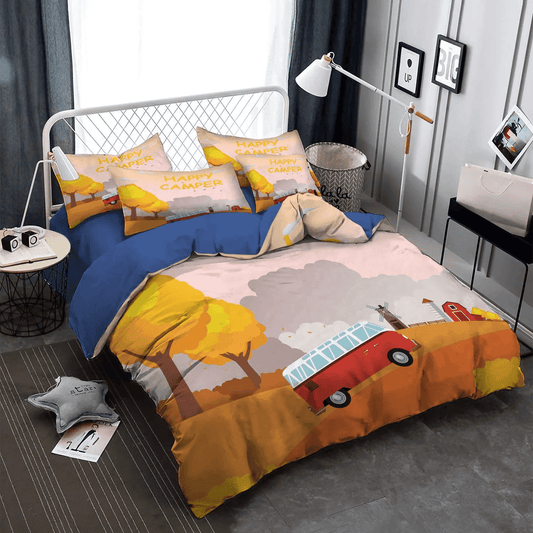 Camping Soft Duvet Cover Set, Camping Matching King Size Bedding Set, Family Camping Bedding set, Camping HCD Bedding Set, Gifts for Camping