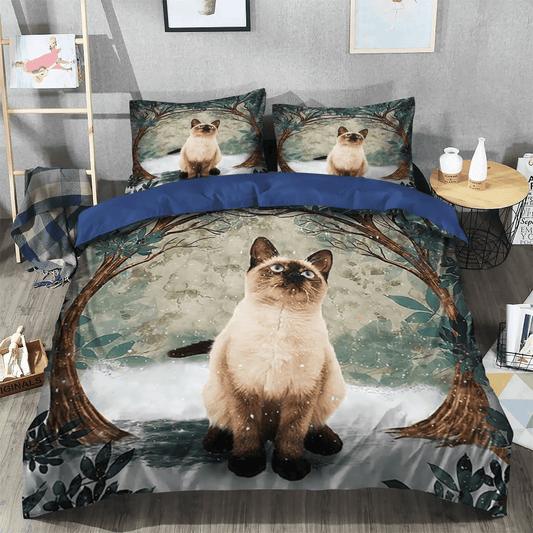 Cool Binary Tree Coding Computer Science Bedding set, Circles Soft Duvet Cover Set, Siamese Cat And Circle Tree Bedding Set, Gifts for Siamese Cat
