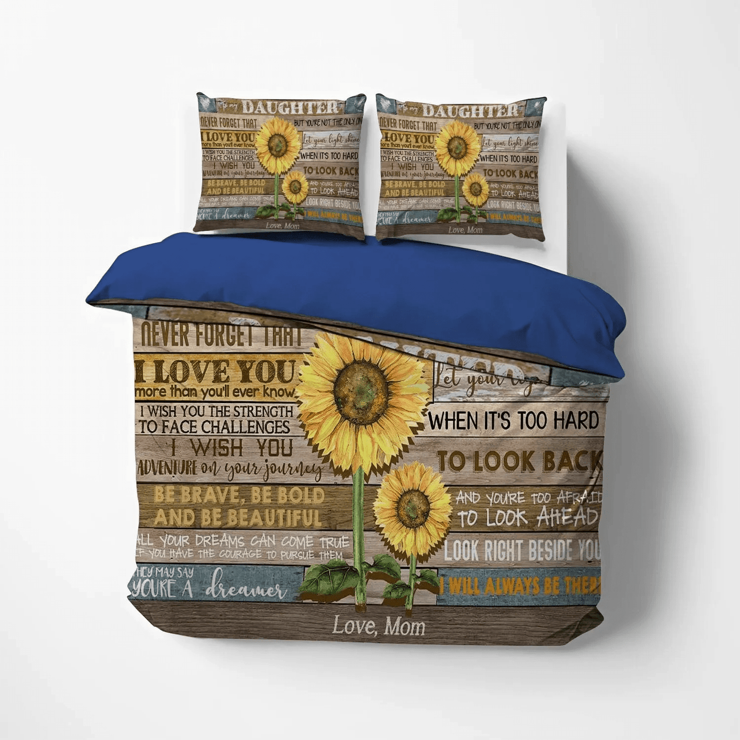 Daughter Soft Duvet Cover Set, Sunflower Lover Queen Size Bedding Set, Mom To Daughter Sunflower Bedding Set, Gifts for Daughter
