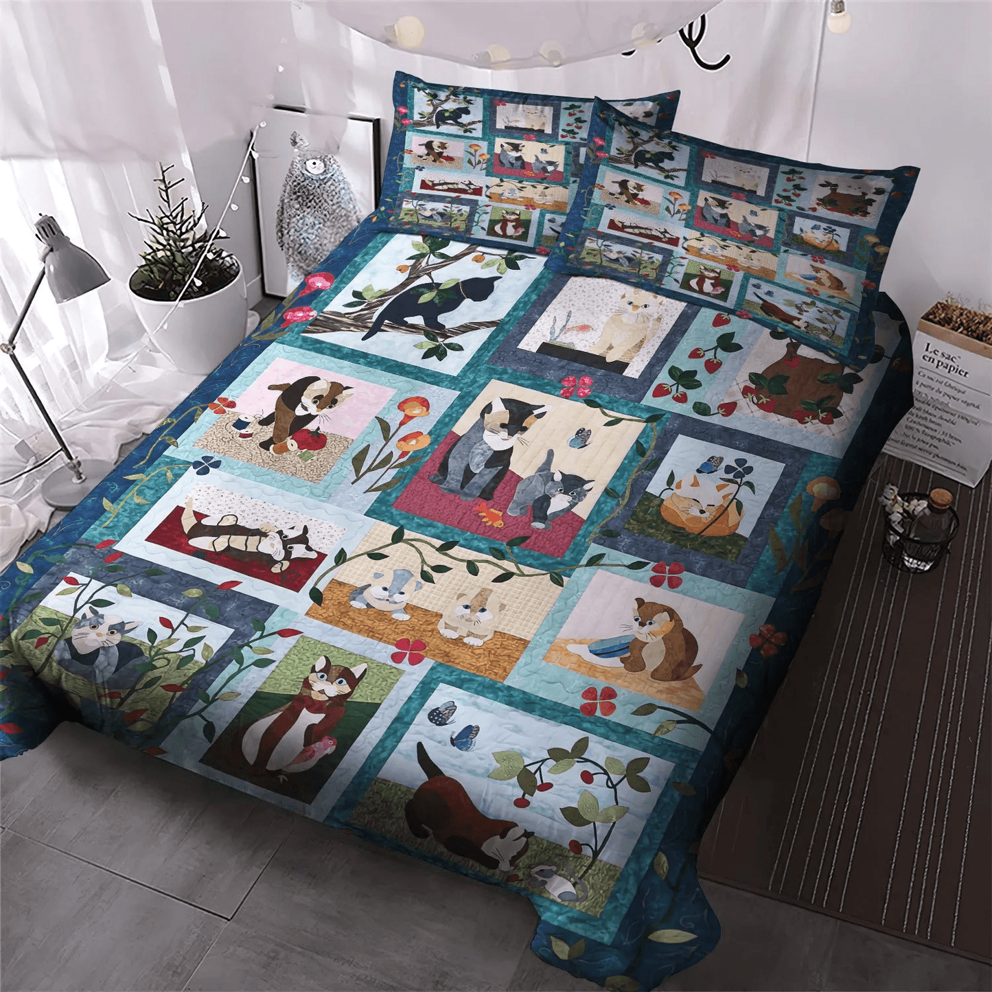 Cat Paw Queen Size Bedding Set, Cat King Size Bedding Set, Cat Tracks Soft Duvet Cover Set, Cat Bedding Set, Gifts for Cat