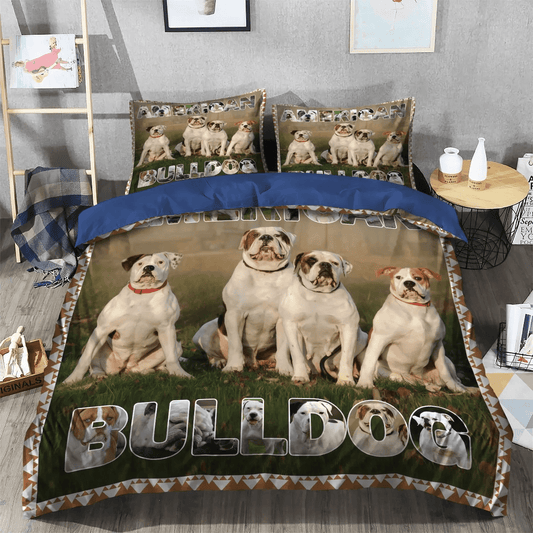 Bulldog Soft Duvet Cover Set, Dog Lover Queen Size Bedding Set, American Bedding set, American Bulldog Bedding Set, Gifts for American