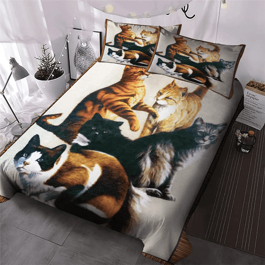 Cat Paw Queen Size Bedding Set, Cat Tracks King Size Bedding Set, Cat Soft Duvet Cover Set, Cats Bedding Set, Gifts for Cat