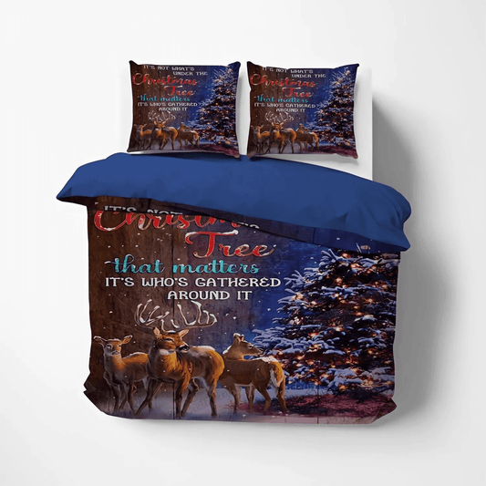 Merry Christmas Quotes Soft Duvet Cover Set, Deer Bedding set, Deer Hunting Christmas Deer Bedding Set, Gifts for Deer
