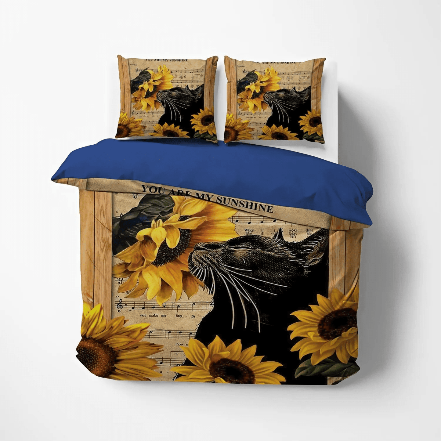 Halloween Black Cat Spiral King Size Bedding Set, Black Cat Foals Soft Duvet Cover Set, Black Cat Big Flower Bedding Set, Gifts for Black Cat