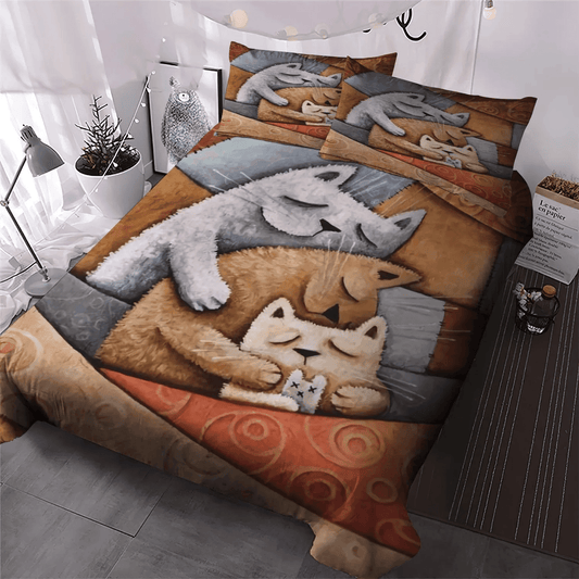 Cat Paw Soft Duvet Cover Set, Cat Bedding set, Cat Tracks King Size Bedding Set, Cats Bedding Set, Gifts for Cat