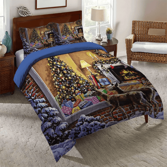 Personalized 3-piece Duvet Cover Bedding Set  Trees Bedding set, Dear Deer Stag Head King Size Bedding Set, Deer Hunting Christmas Tree Bedding Set, Gifts for Hunting