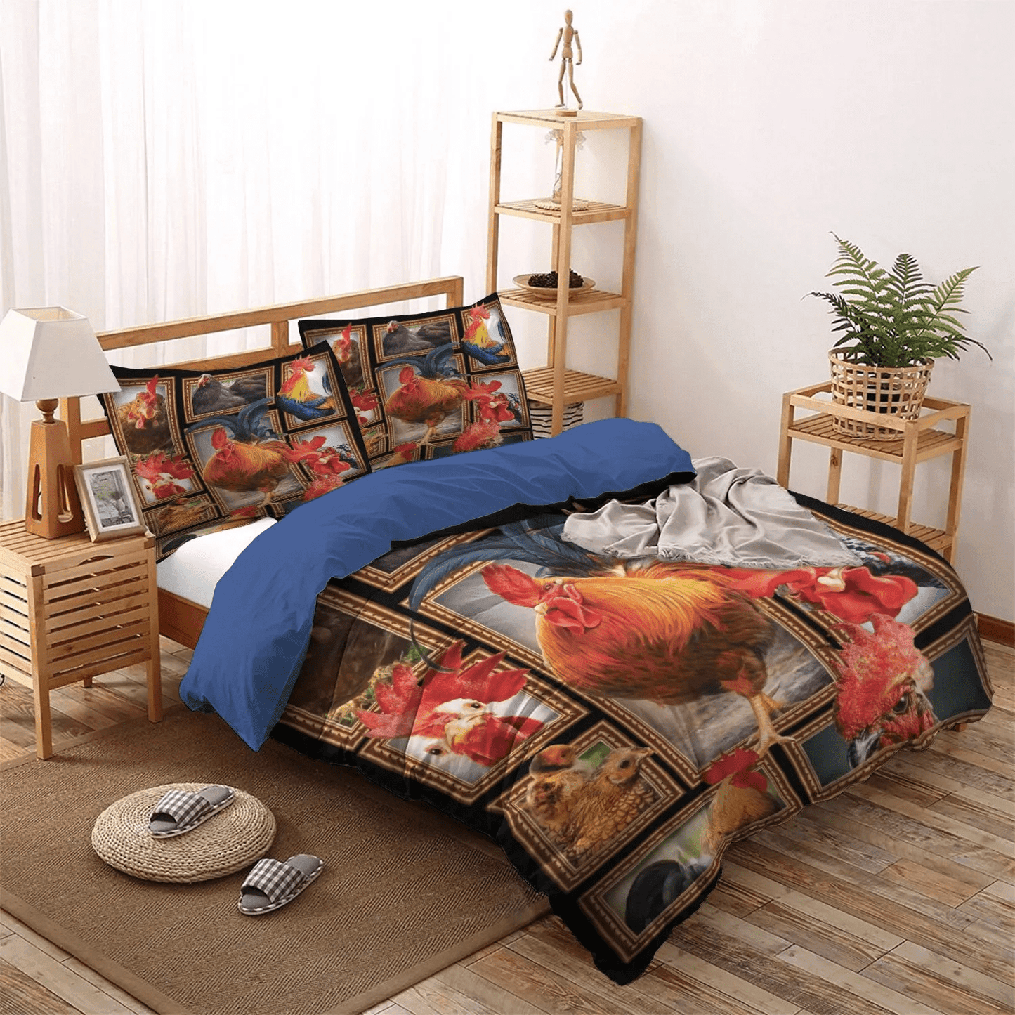 Chicken Farmer Queen Size Bedding Set, Chicken Dandel Bedding set, Chicken Mom Soft Duvet Cover Set, Chickens Bedding Set, Gifts for Chicken