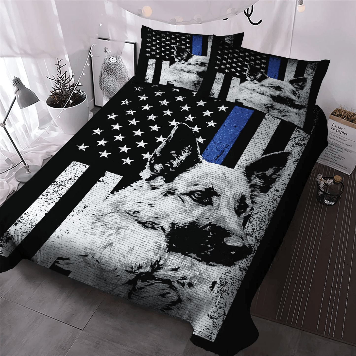 Chibi Dog Chibi Dog Chibi Dog Chibi Dog Bedding set, Dog King Size Bedding Set, Police Soft Duvet Cover Set, Dog Police Bedding Set, Gifts for Dog