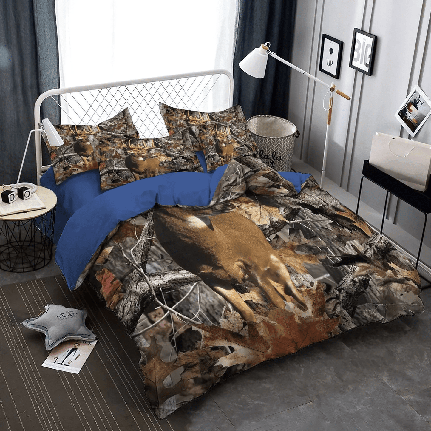 Personalized 3-piece Duvet Cover Bedding Set  A Righteous Man Goes Hunting Bedding set, Christmas Deer King Size Bedding Set, Deer And Deer Hunting DNT Bedding Set, Gifts for Deer