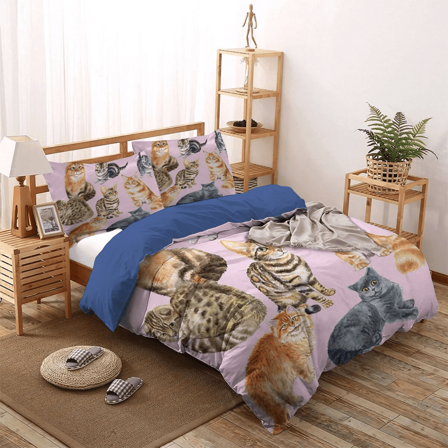 Cat Paw Queen Size Bedding Set, Cat King Size Bedding Set, Cat Tracks Soft Duvet Cover Set, Cats NDC Bedding Set, Gifts for Cat